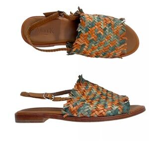 Allan K Leather Weave Slingback Sandals Hope Multi, Sz EU 39